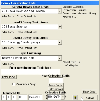 Create Dewey Codes and use the range of short-cuts to streamline the process